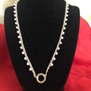 Vintage Betsey Johnson Pearls & Circle Necklace